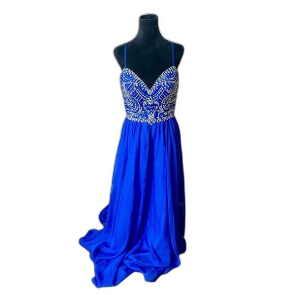 Nina Canacci Dresses & Skirts - Nina Canacci prom gown blue silver beaded embellished formal pageant dress EUC